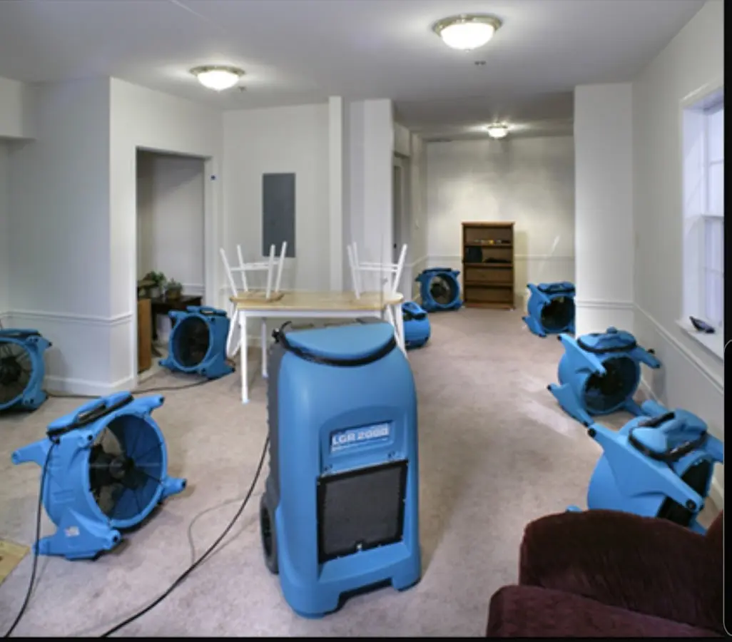 Air movers and dehumidifier setup for Water Extraction & Removal in North Kensington